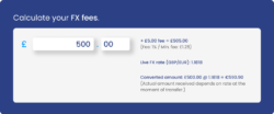 Fire’s FX calculator displays a transparent pricing structure with a detailed breakdown of costs and fees, helping users make well-informed decisions without hidden charges.