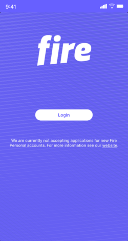 Fire Personal app login screen